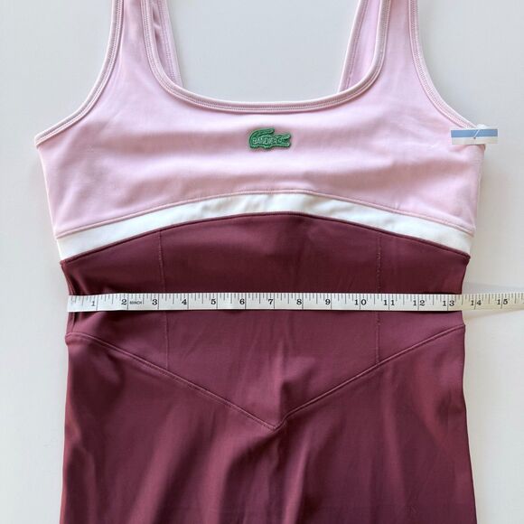 NWOT Women's Lacoste x Bandier All Motion Scoop-Neck Bodysuit in Bordeaux & Pink - Picture 15 of 16